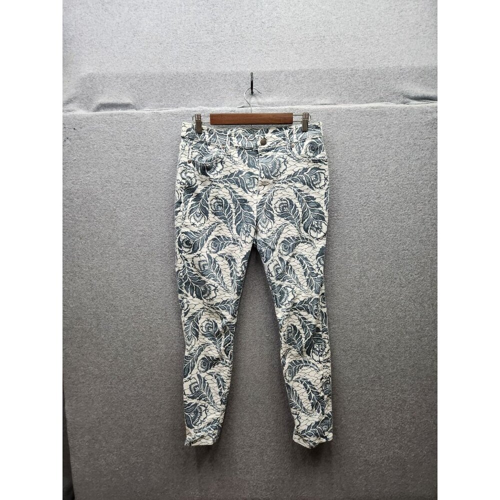 Ann Taylor Loft Blue & White Floral Modern Skinny Jeans Womens Size 6 Cotton Ble